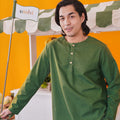  men kurta top long sleeve button eid kenduri event wear 