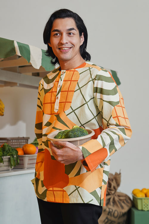 At The Market Collection Men Kurta Sunflower Print