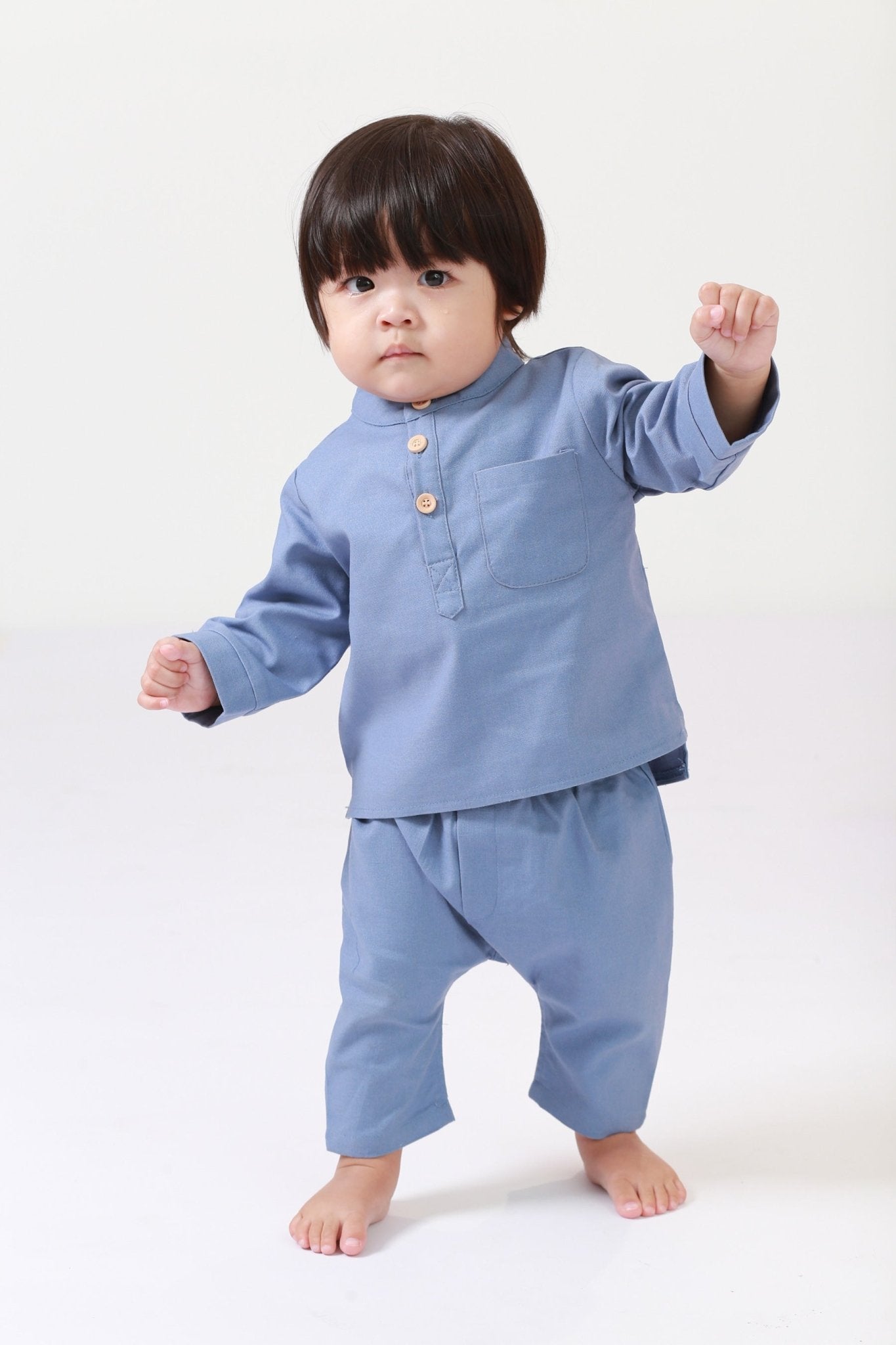 Baby Baju Melayu Set Pigeon Blue - Umbi