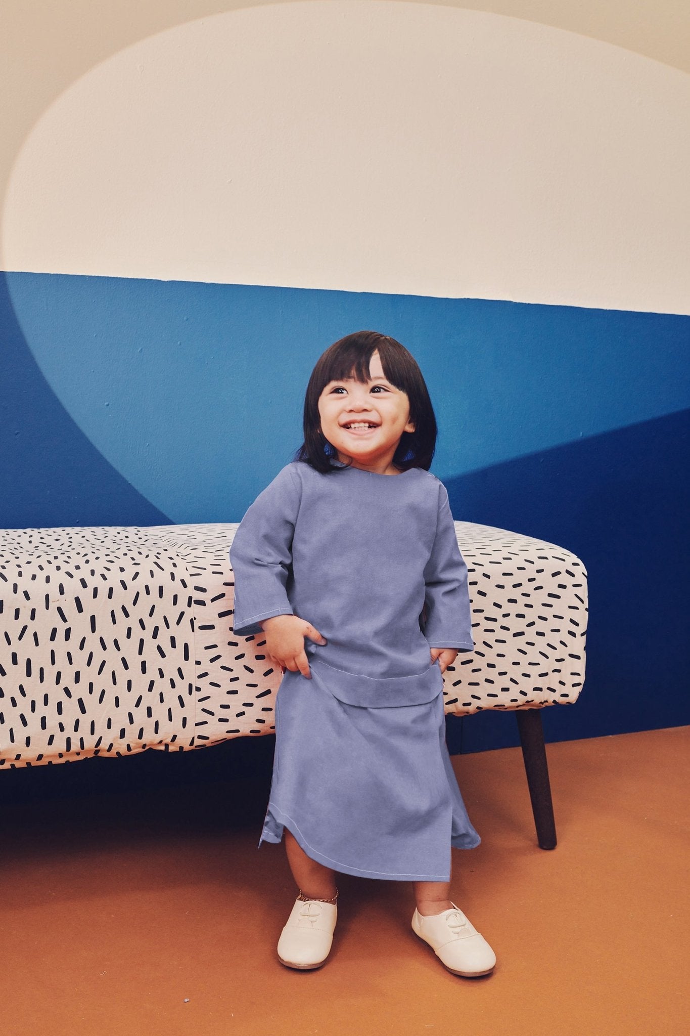 Baby Kurung Dress Pigeon Blue - Umbi