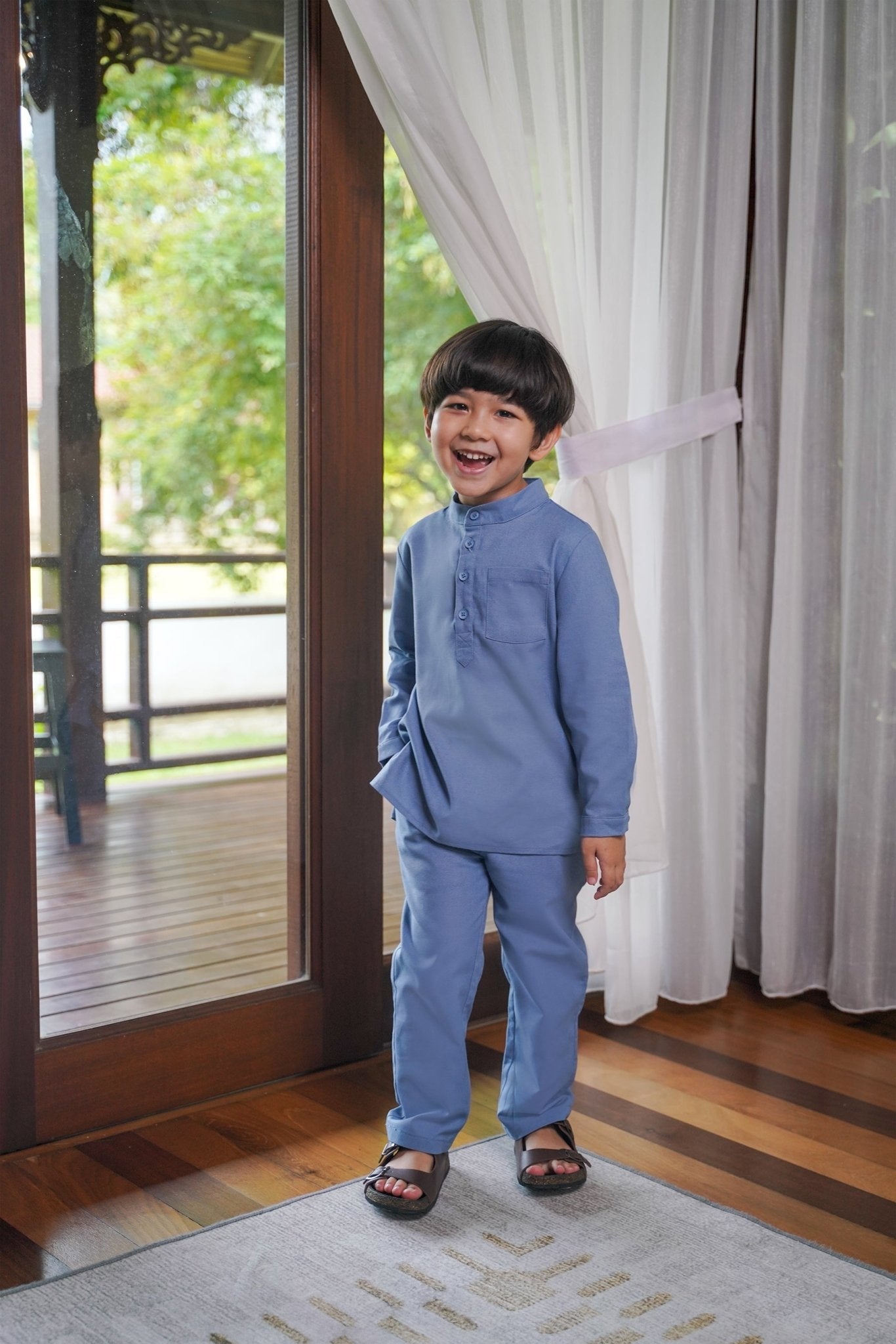 Boy Baju Melayu Set Pigeon Blue - Umbi