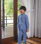 Boy Baju Melayu Set Pigeon Blue - Umbi