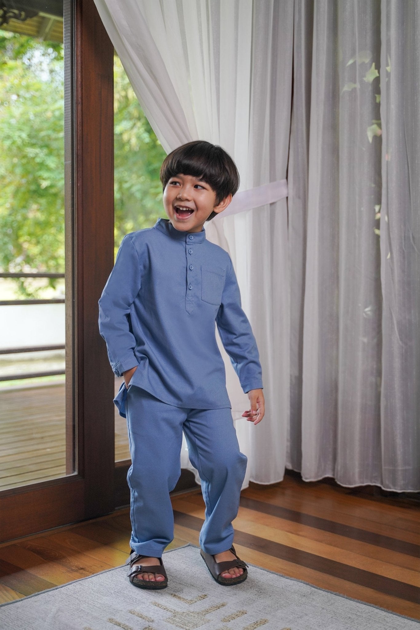 Boy Baju Melayu Set Pigeon Blue - Umbi