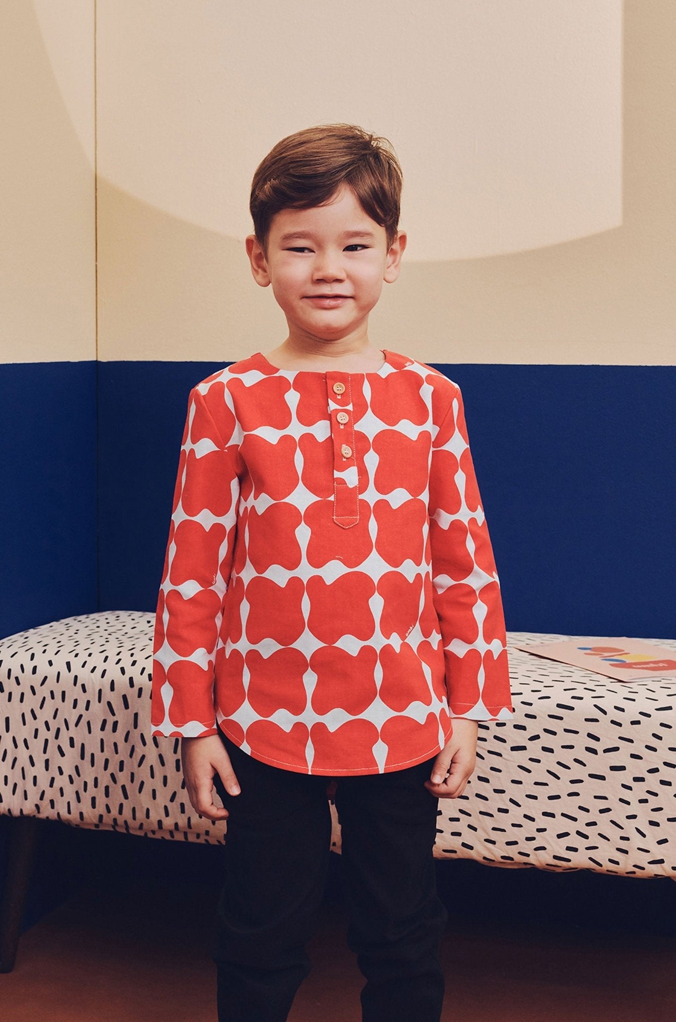 Boy Kurta Top Bubblegum Print - Umbi