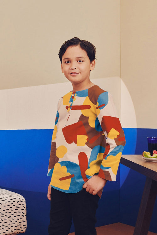 Boy Kurta Top Jellybean Print