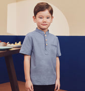 Boy Short Sleeves Shirt Pigeon Blue - Umbi