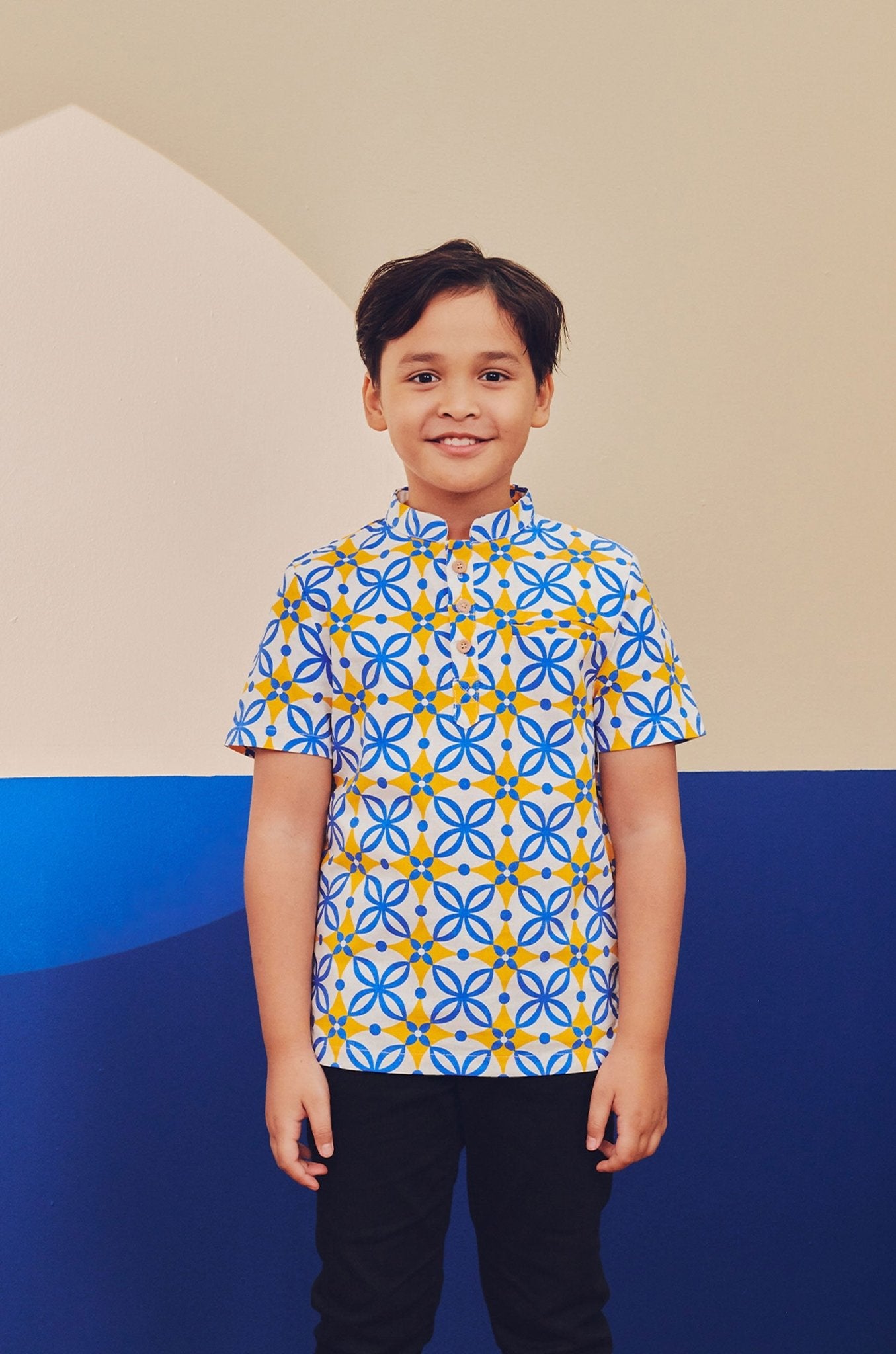 Boy Short Sleeves Shirt Popcorn Print - Umbi