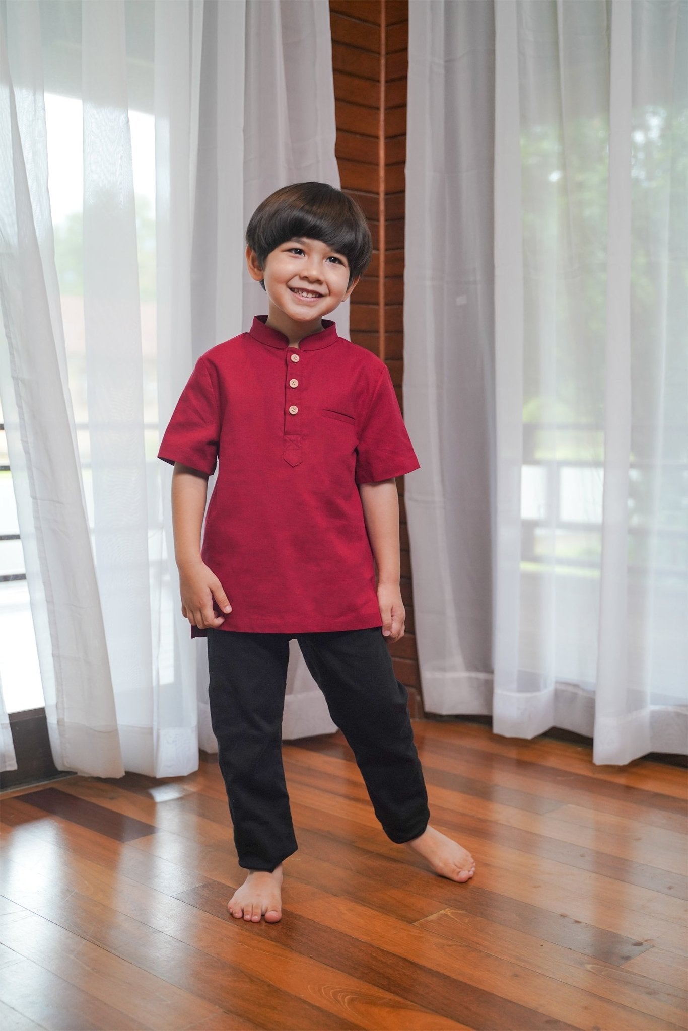 Boy Short Sleeves Shirt Red - Umbi