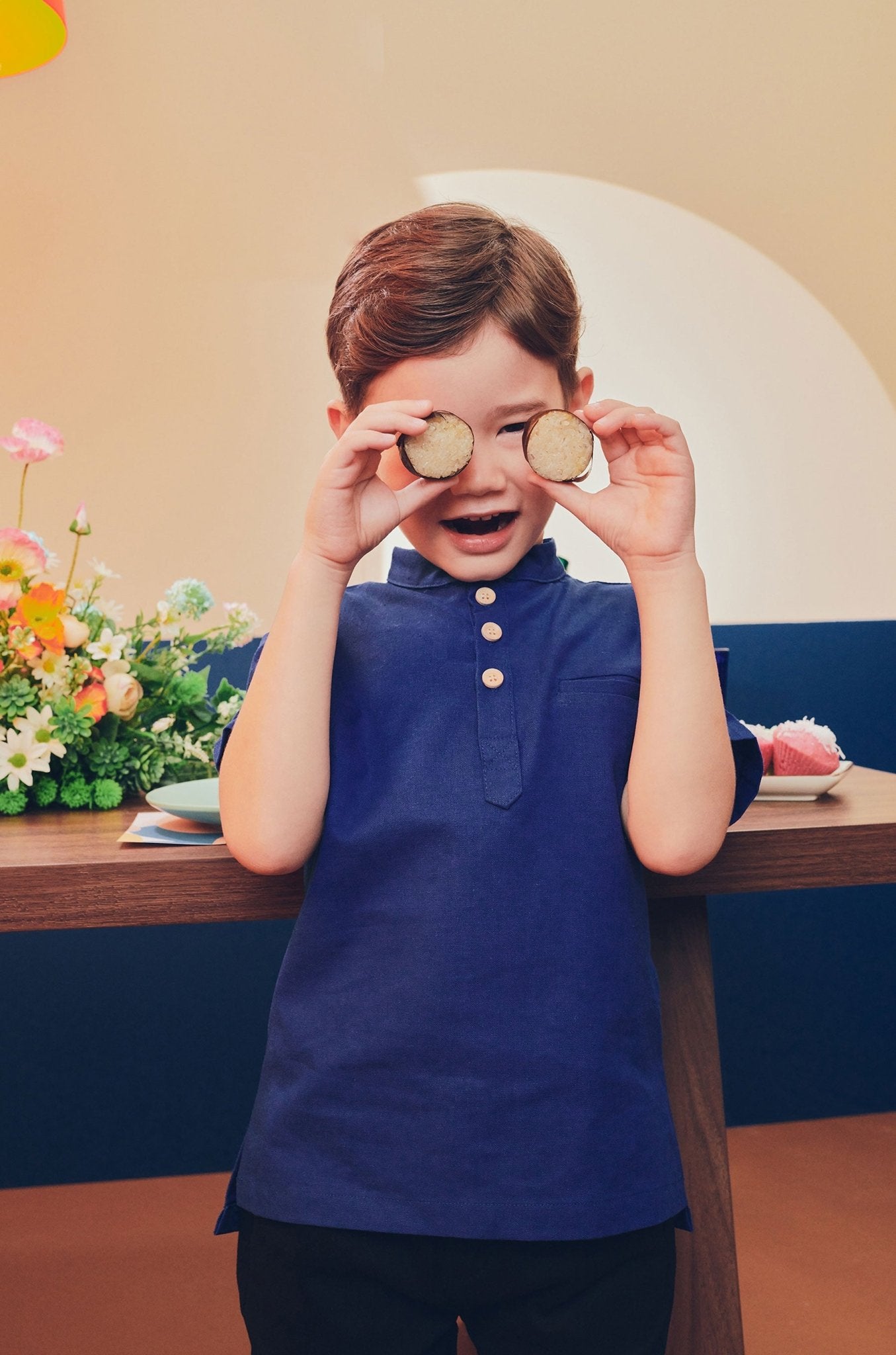 Boy Short Sleeves Shirt Royal Blue - Umbi