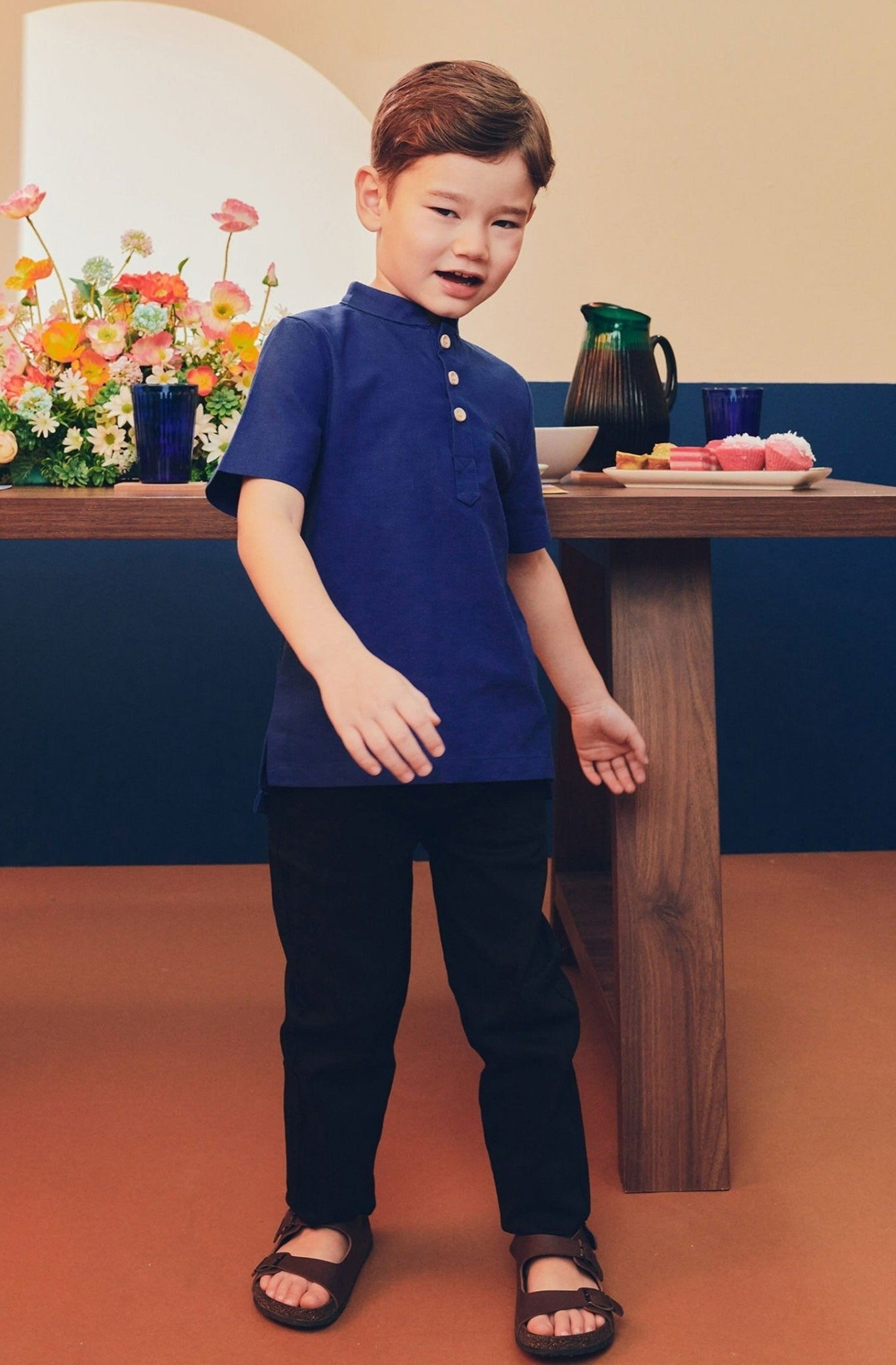 Boy Short Sleeves Shirt Royal Blue - Umbi