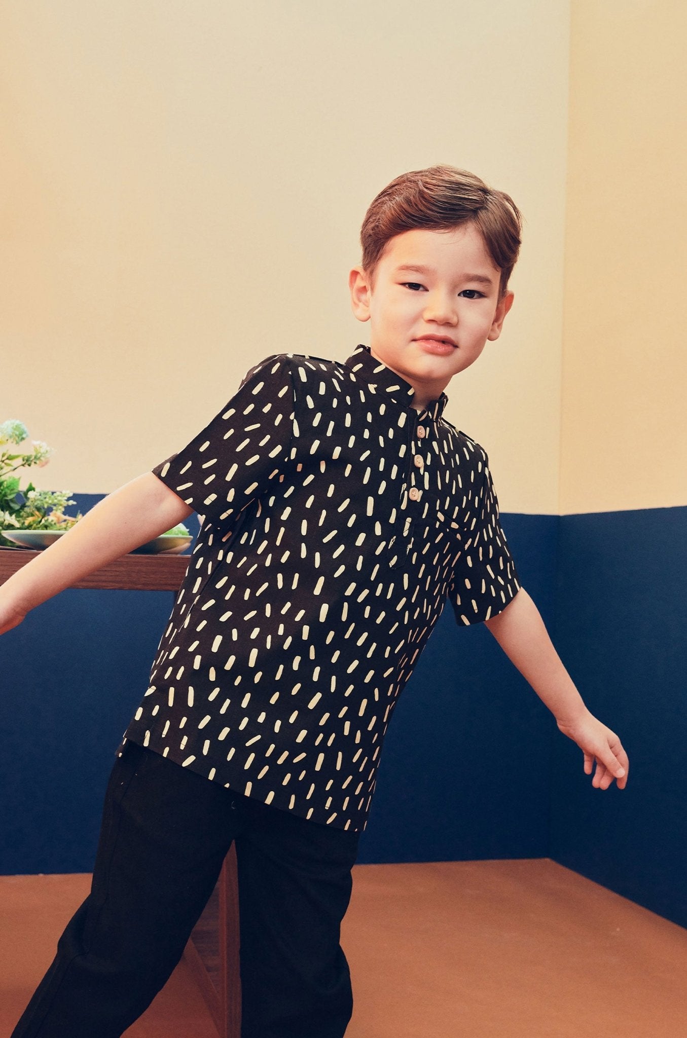 Boy Short Sleeves Shirt Sprinkle Print - Umbi
