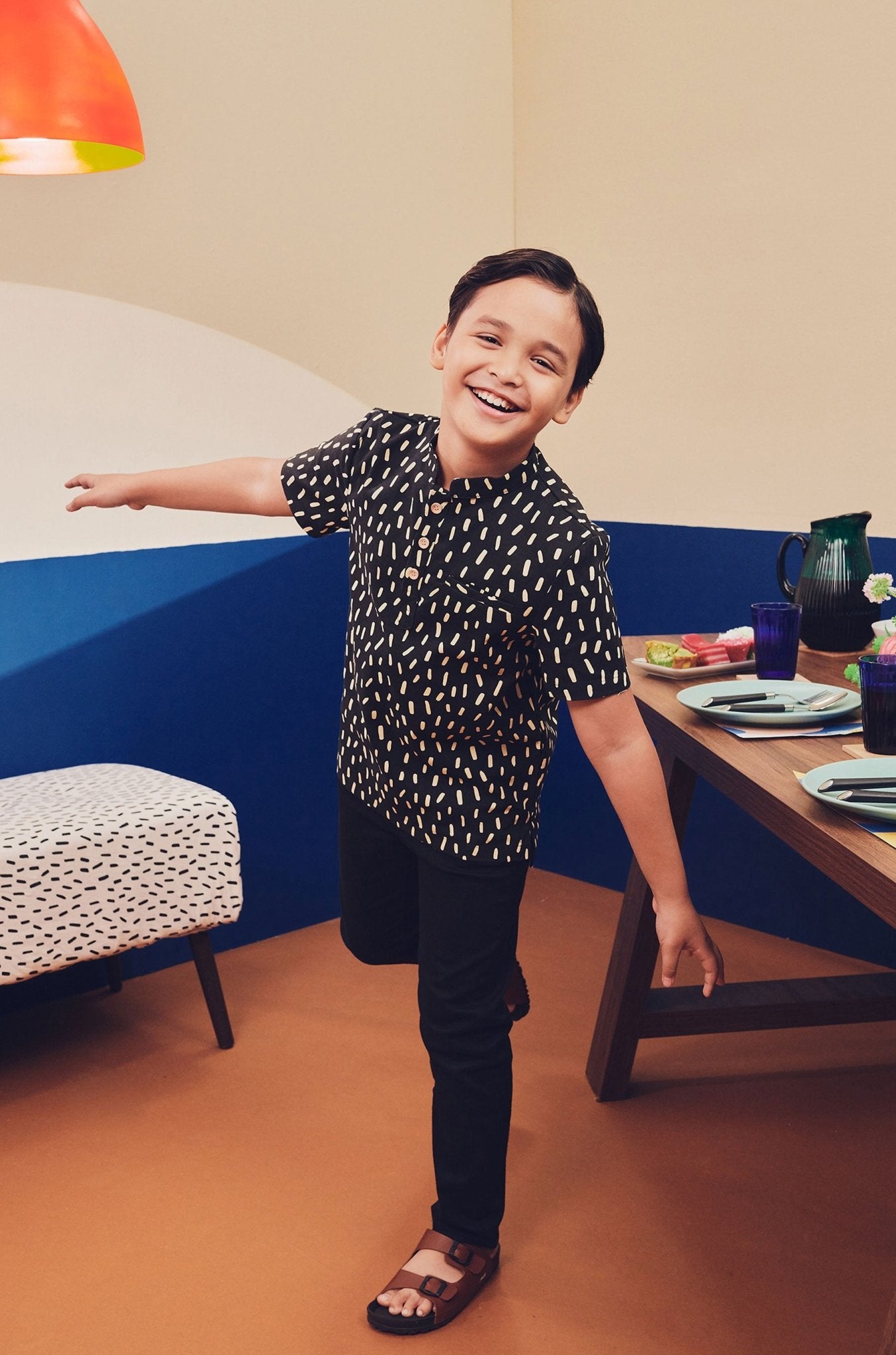 Boy Short Sleeves Shirt Sprinkle Print - Umbi