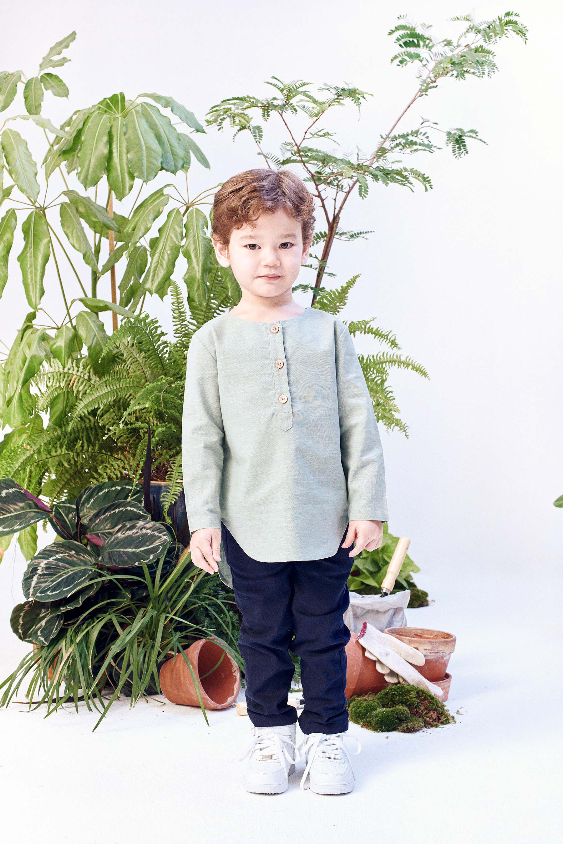 boys top long sleeve button eid raya event wear