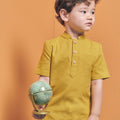 baju raya family sedondon boys shirt short sleeve mustard yellow 