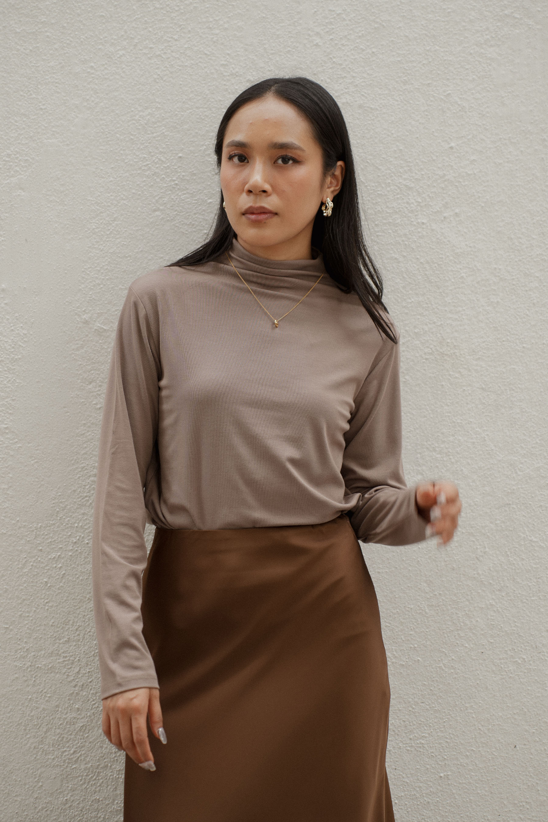 The City Breeze Women Long Sleeve Ribbed Inner Light Brown