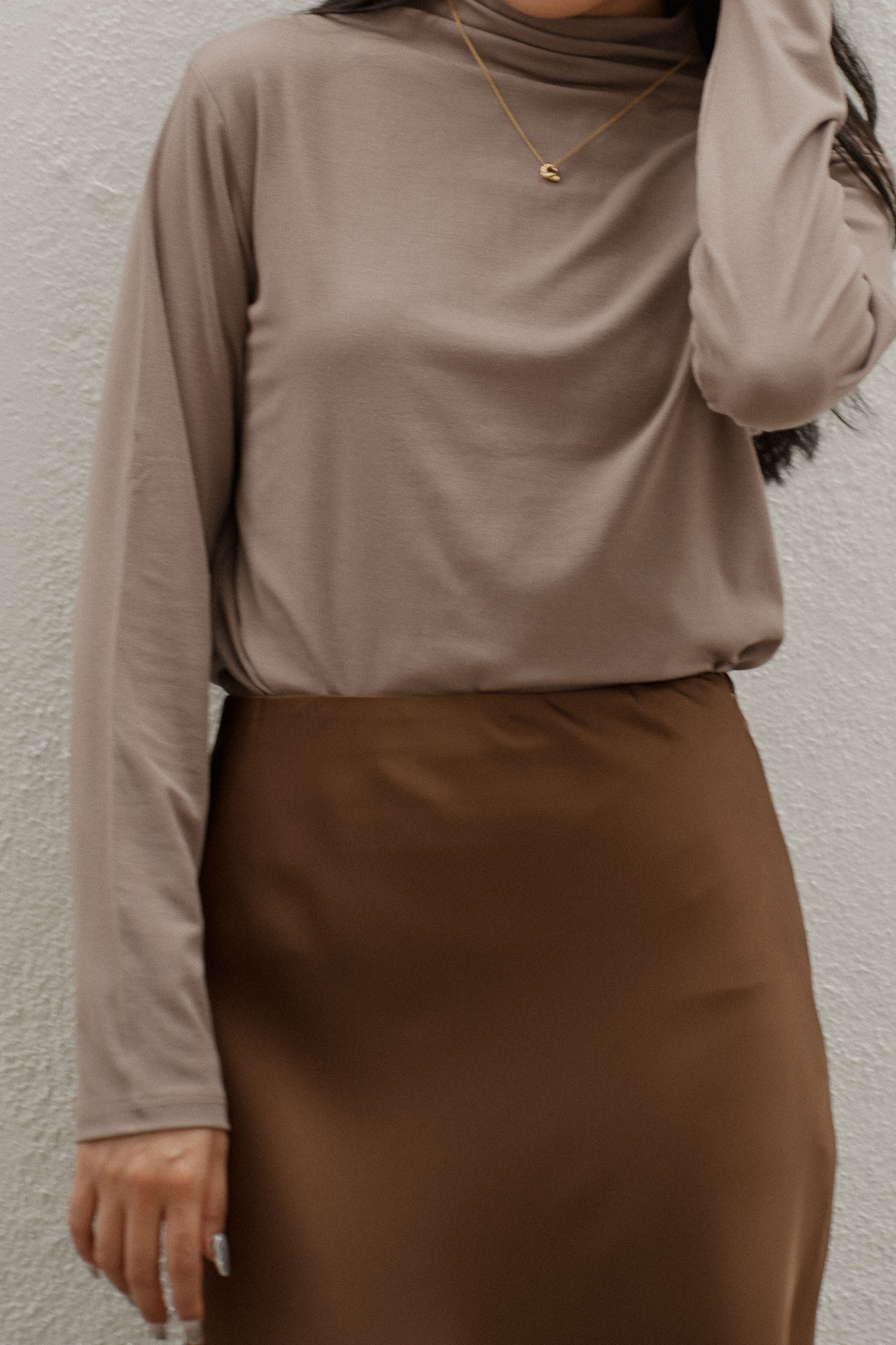 The City Breeze Women Long Sleeve Ribbed Inner Light Brown