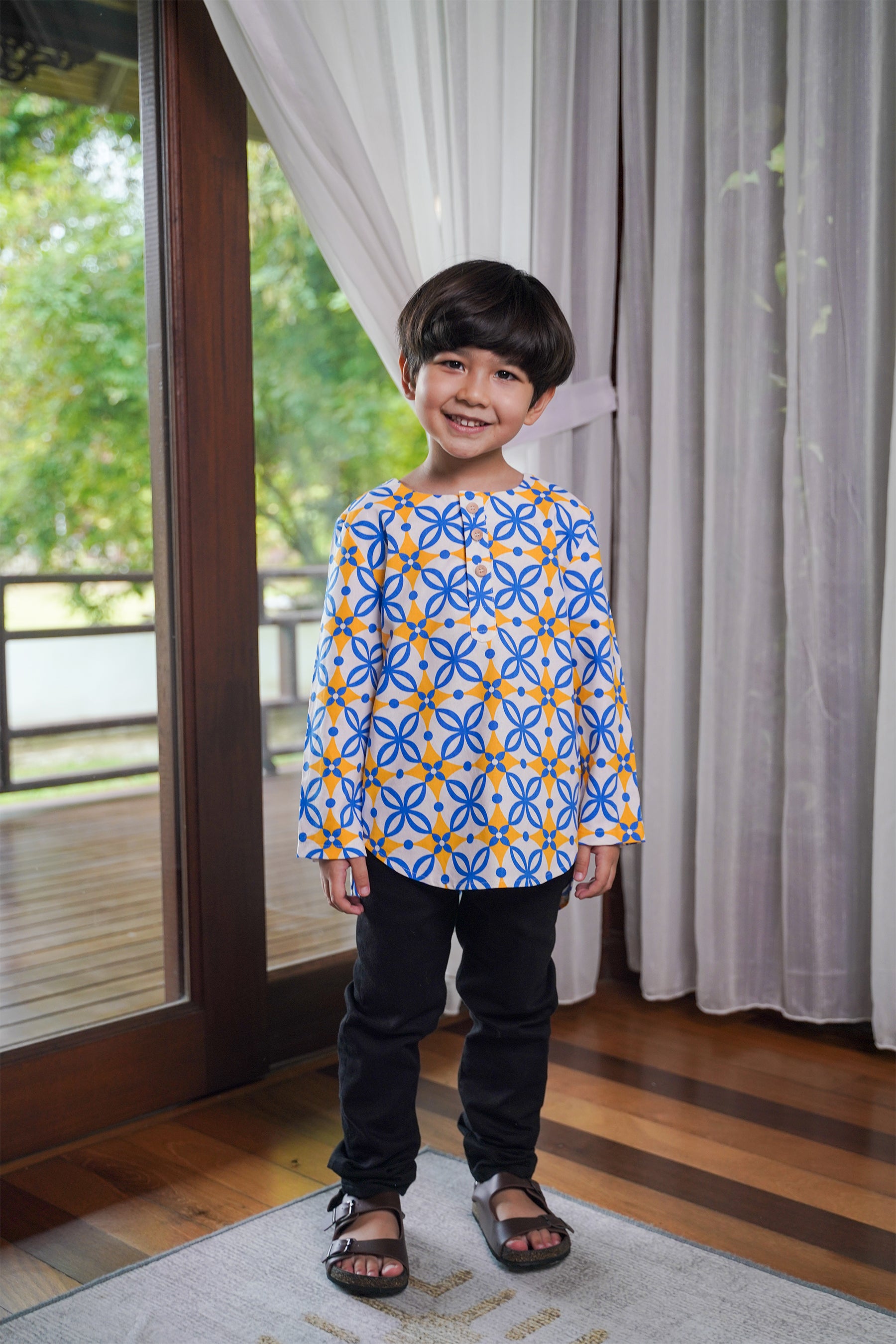 Boy Kurta Top Popcorn Print