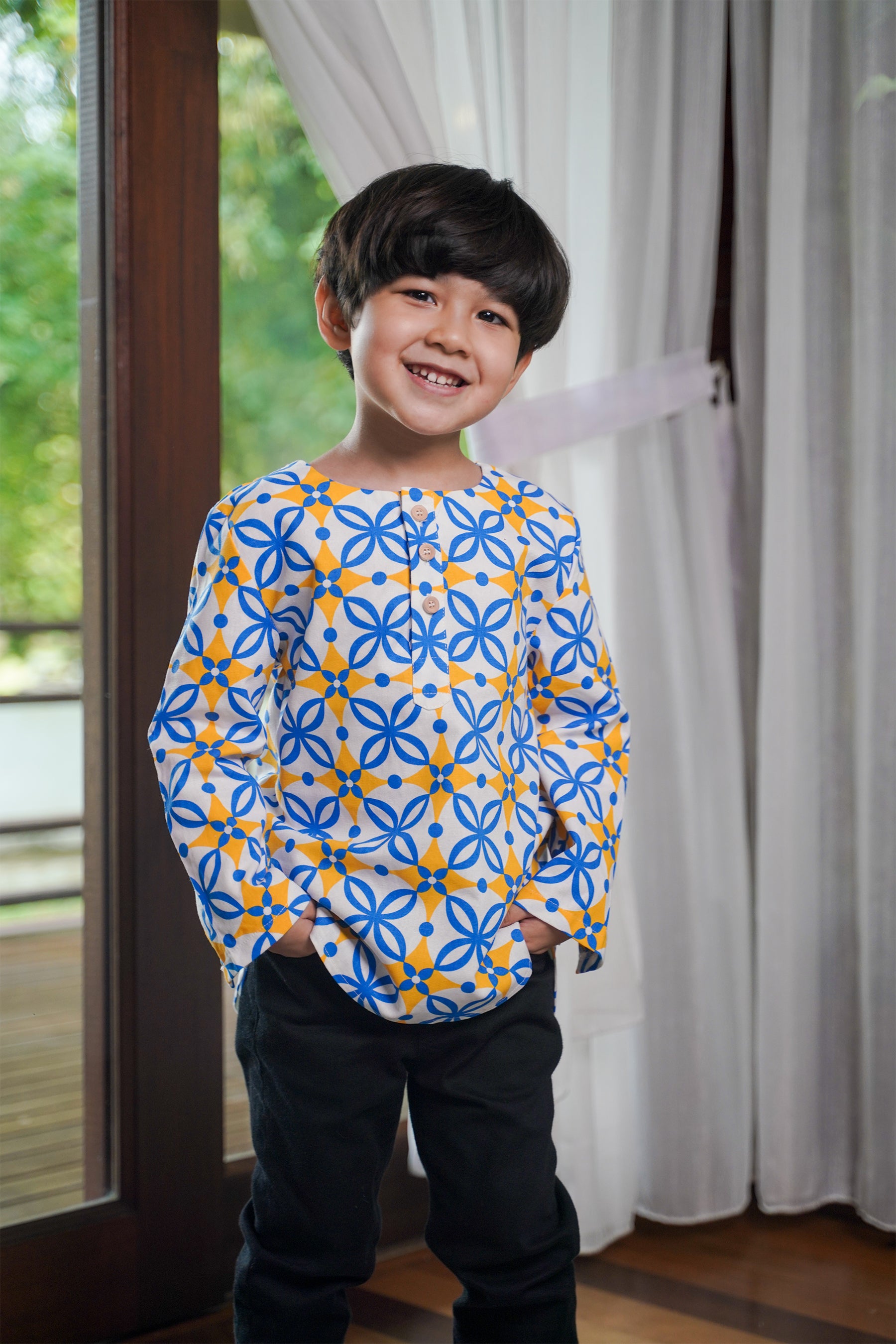 Boy Kurta Top Popcorn Print