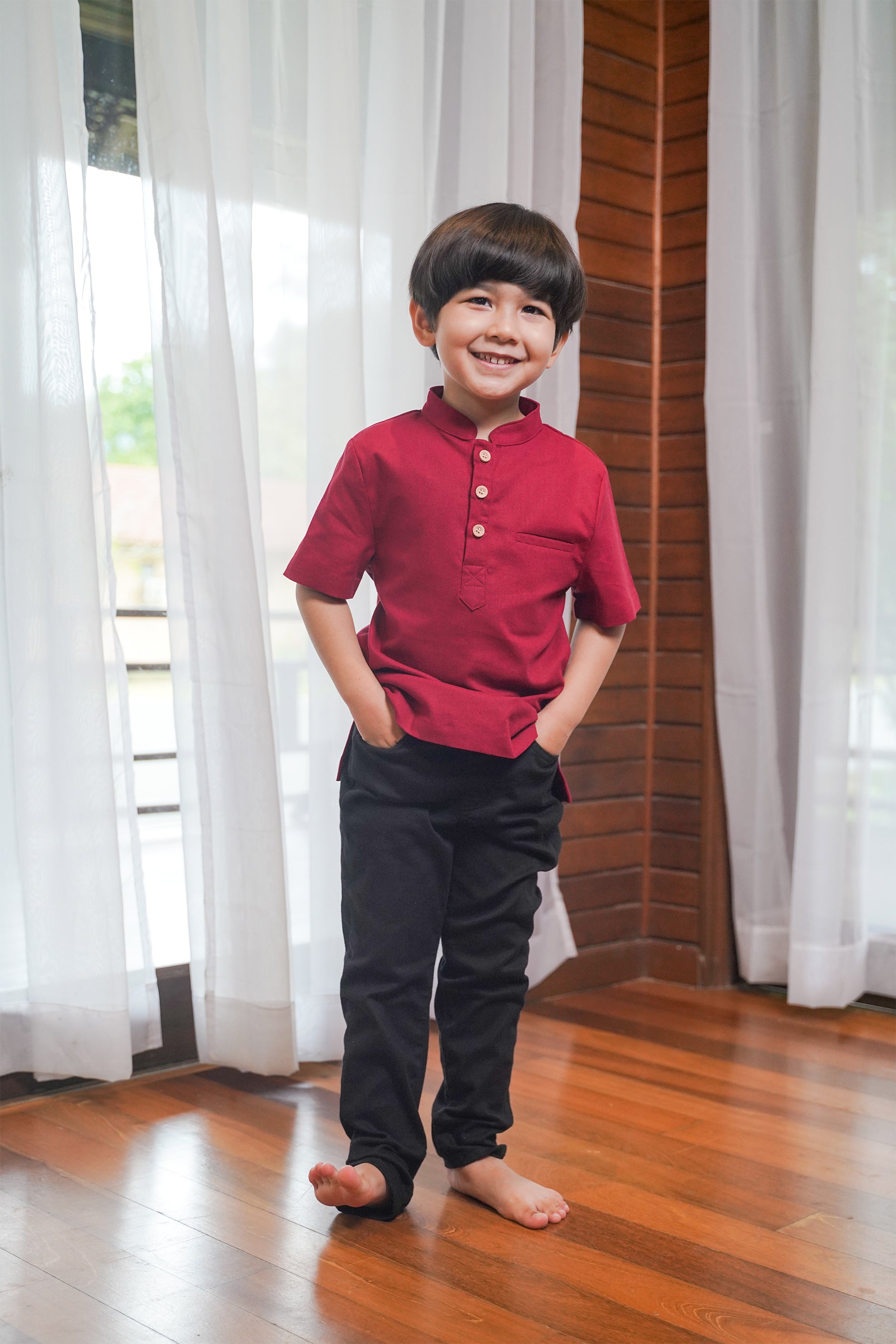 Boy Short Sleeves Shirt Red