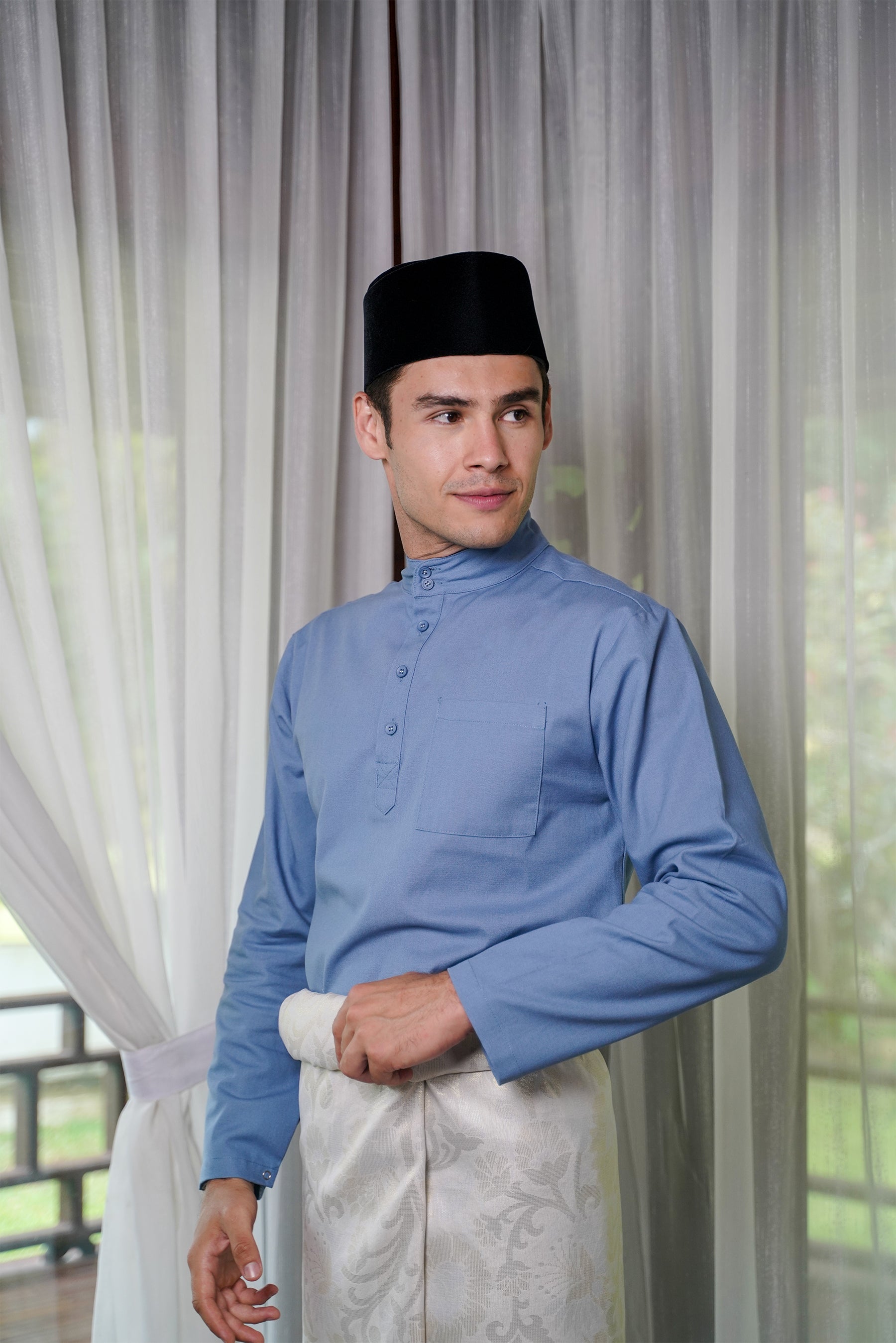 Men Baju Melayu Set Pigeon Blue