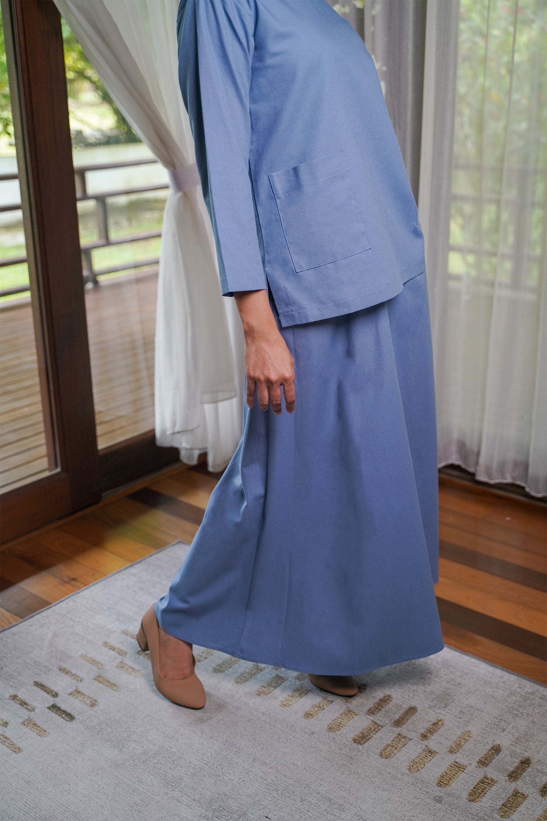 Women Flare Skirt Pigeon Blue