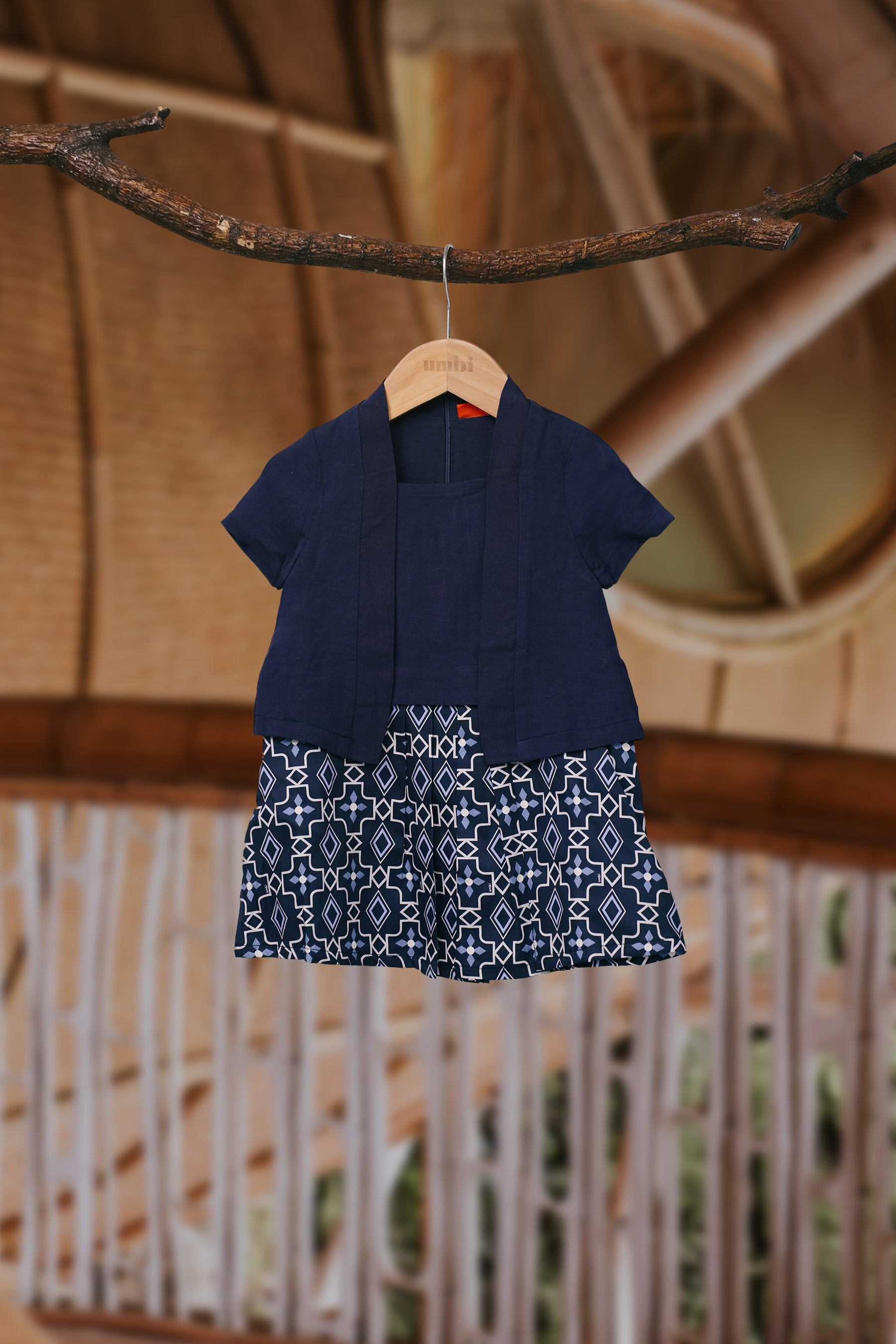 The Embun Collection Baby Girl Kebaya Dress in Blue Gemilang Print