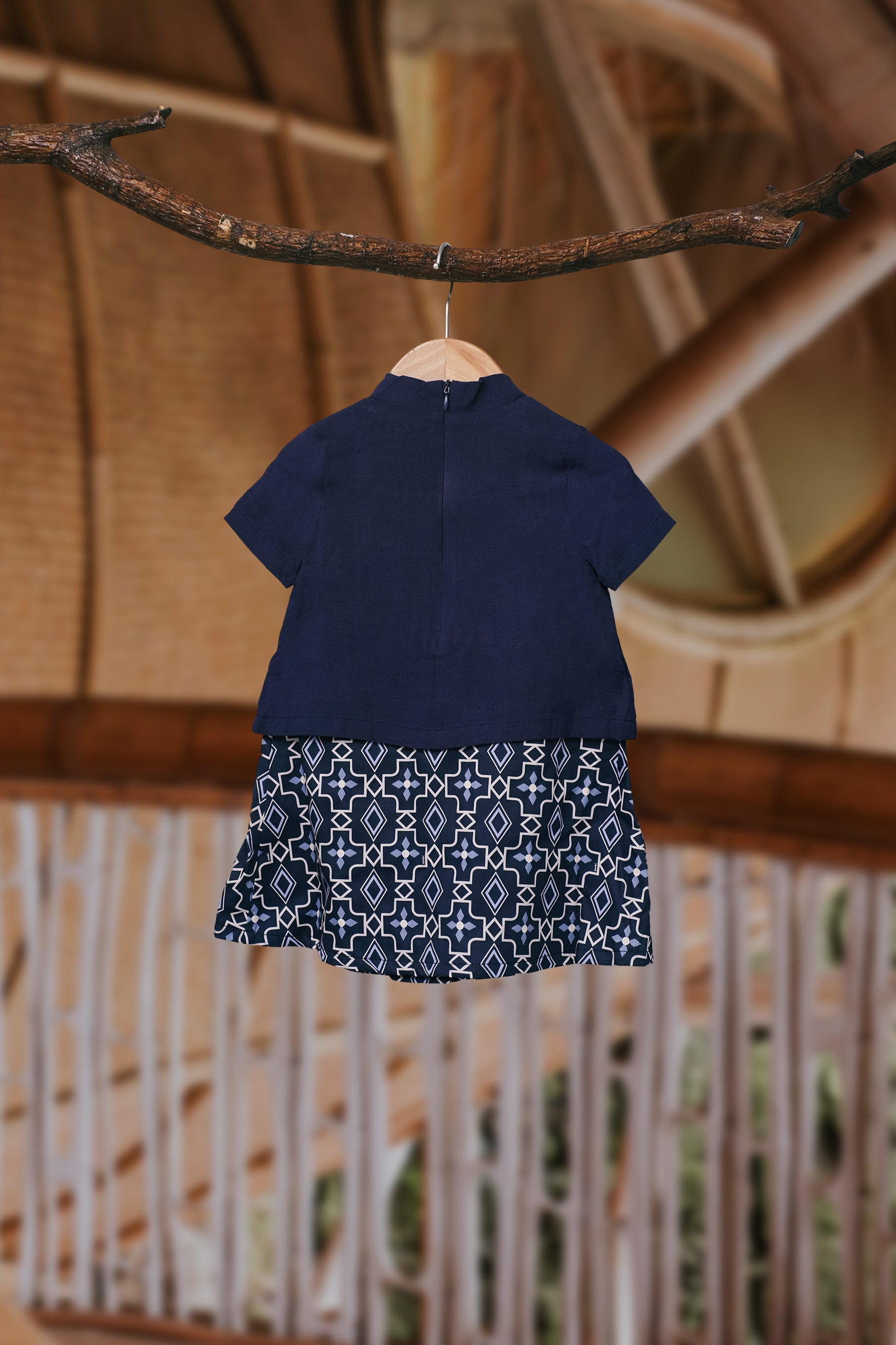 The Embun Collection Baby Girl Kebaya Dress in Blue Gemilang Print