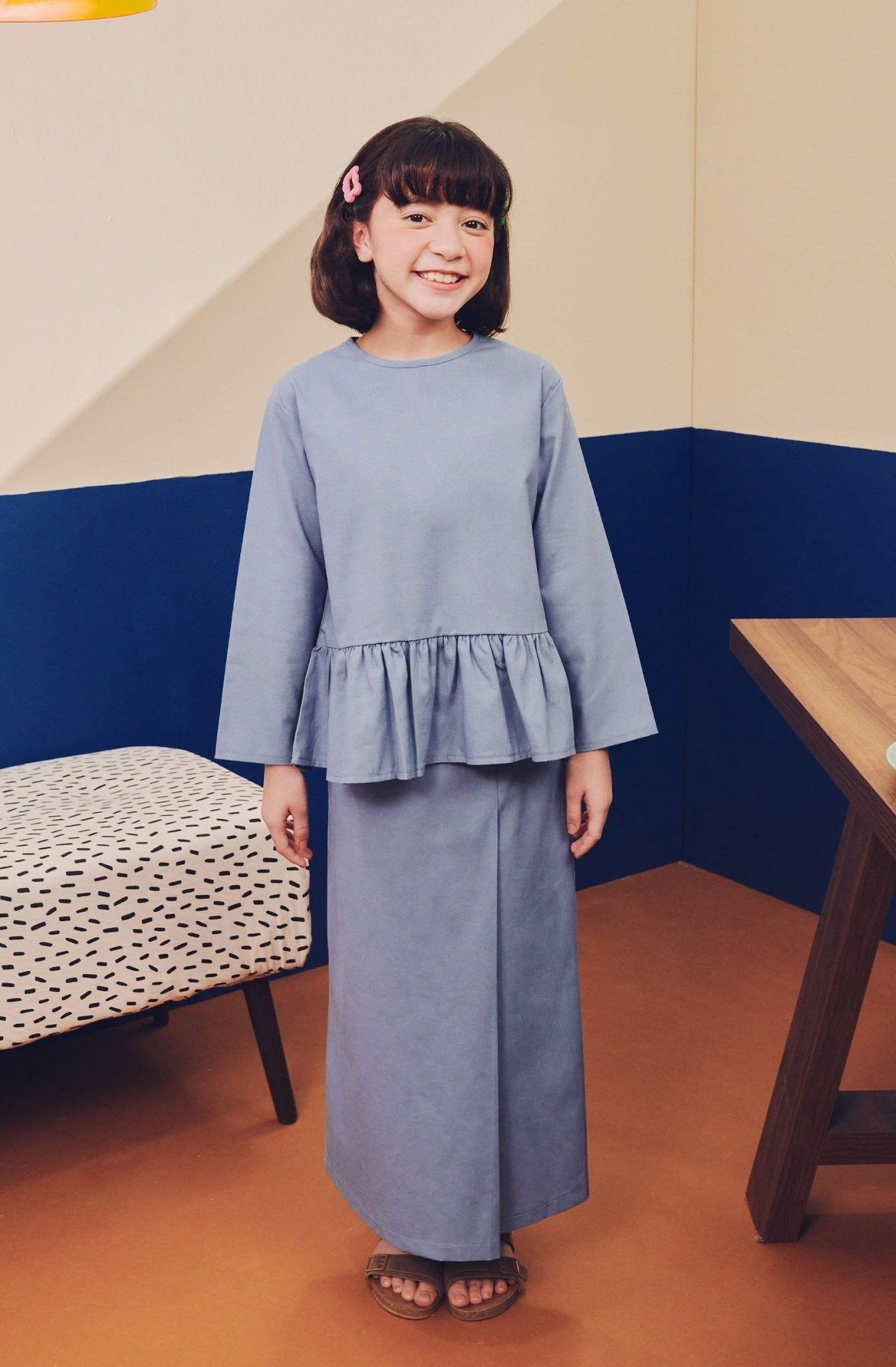 Girl Classic Skirt Pigeon Blue - Umbi