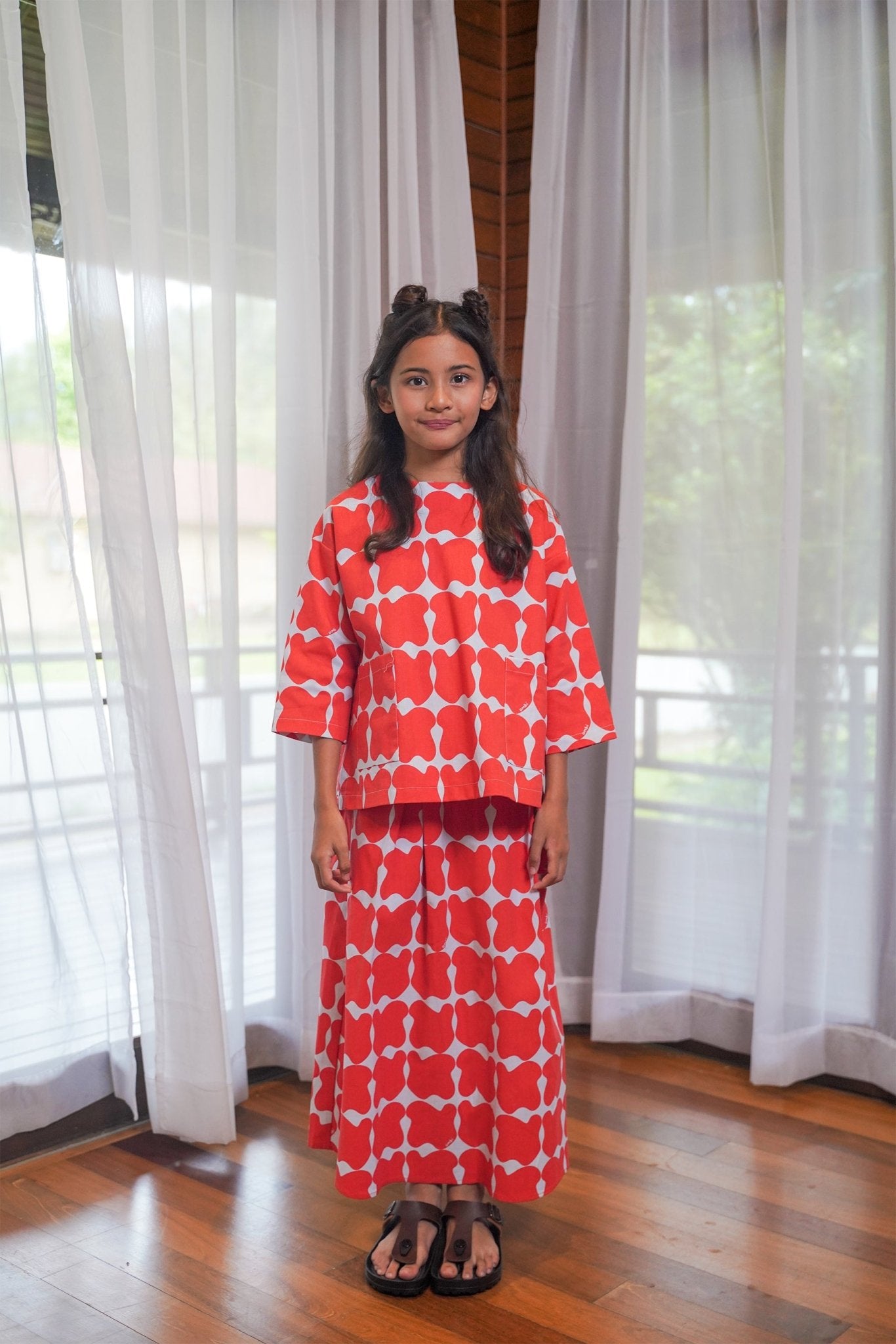 Girl Pair Pockets Boxy Blouse Bubblegum Print - Umbi