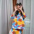 Girl Pair Pockets Boxy Blouse Jellybean Print - Umbi