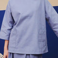Girl Pair Pockets Boxy Blouse Pigeon Blue - Umbi