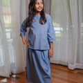 Girl Pair Pockets Boxy Blouse Pigeon Blue - Umbi
