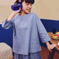 Girl Pair Pockets Boxy Blouse Pigeon Blue - Umbi