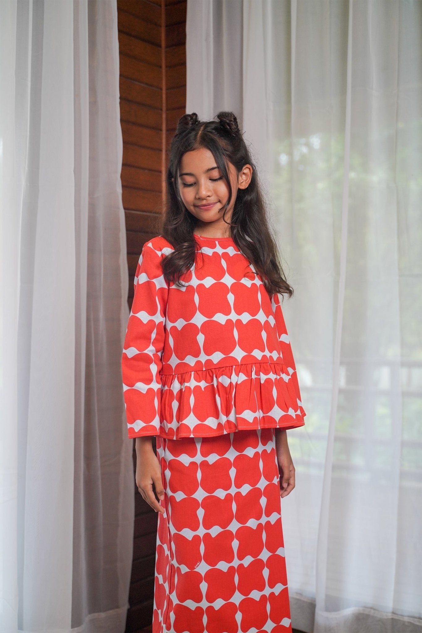 Girl Petit Ruffle Blouse Bubblegum Print - Umbi