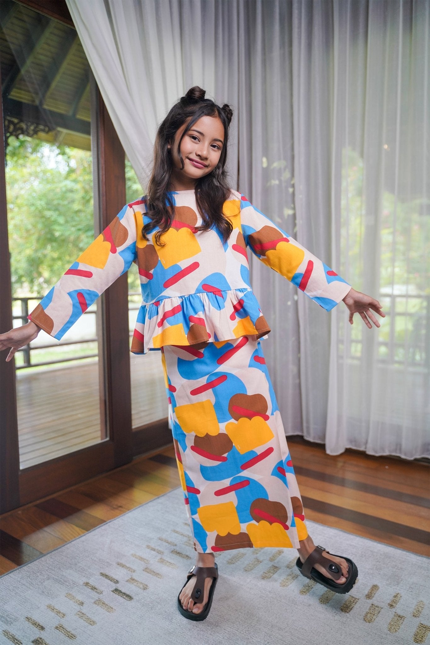 Girl Petit Ruffle Blouse Jellybean Print - Umbi
