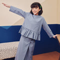 Girl Petit Ruffle Blouse Pigeon Blue - Umbi