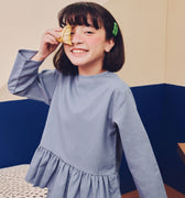 Girl Petit Ruffle Blouse Pigeon Blue - Umbi