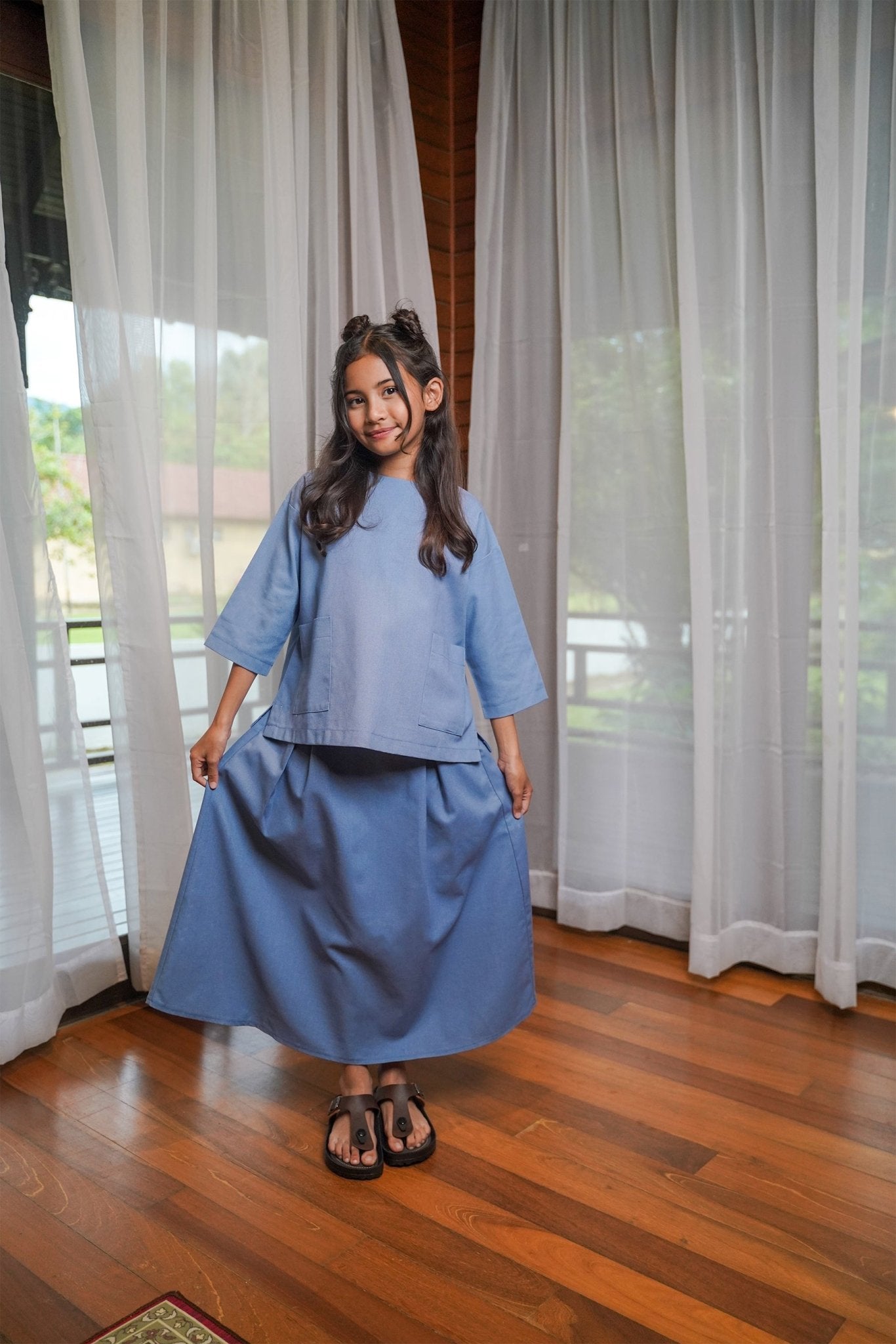 Girl Teacup Skirt Pigeon Blue - Umbi
