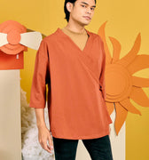 baju raya family sedondon adult kimono top clay orange 