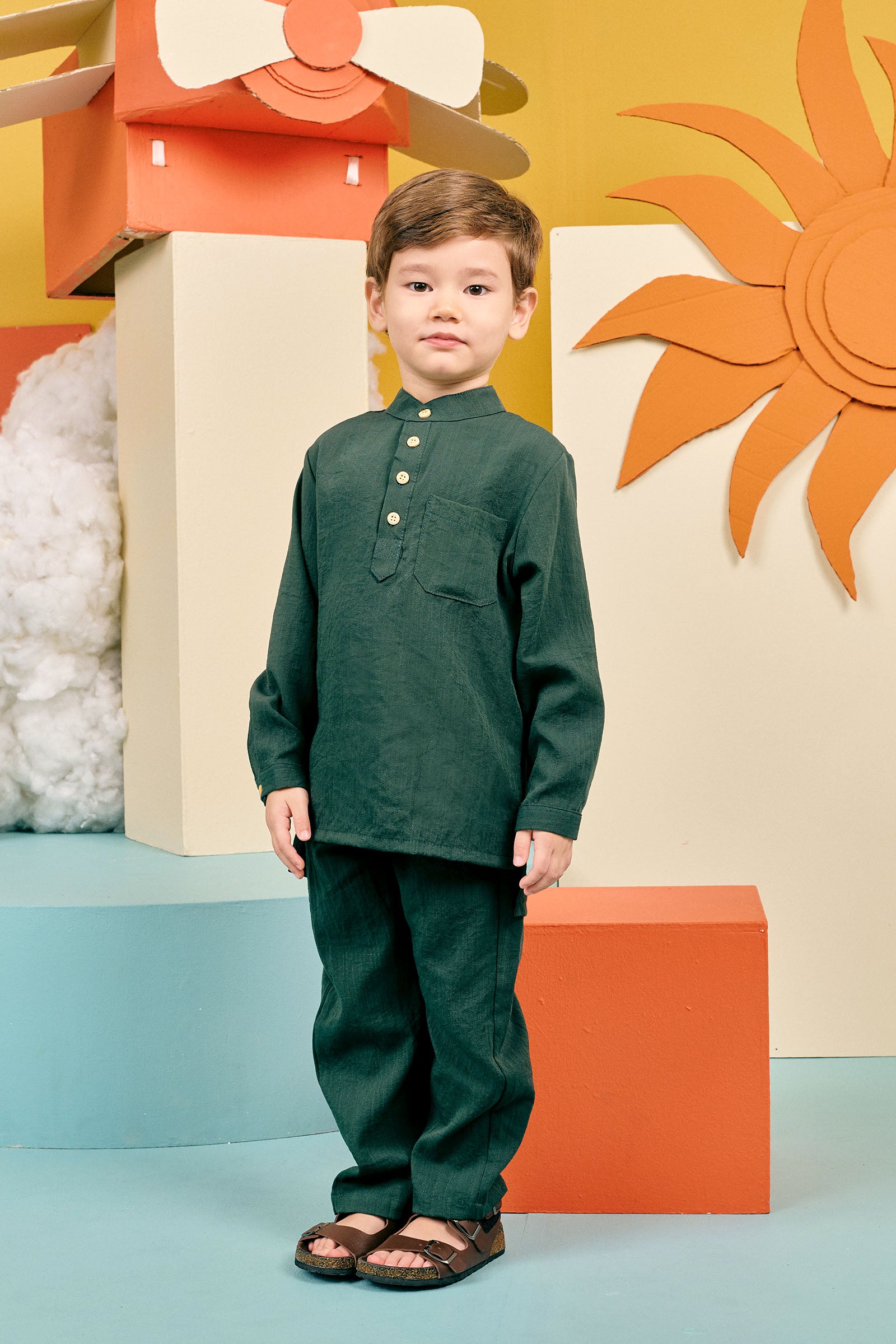 baju raya family sedondon kids baju melayu emerald green