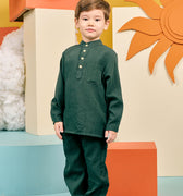 baju raya family sedondon kids baju melayu emerald green