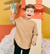 baju raya family sedondon kids boy basic kurta top khaki