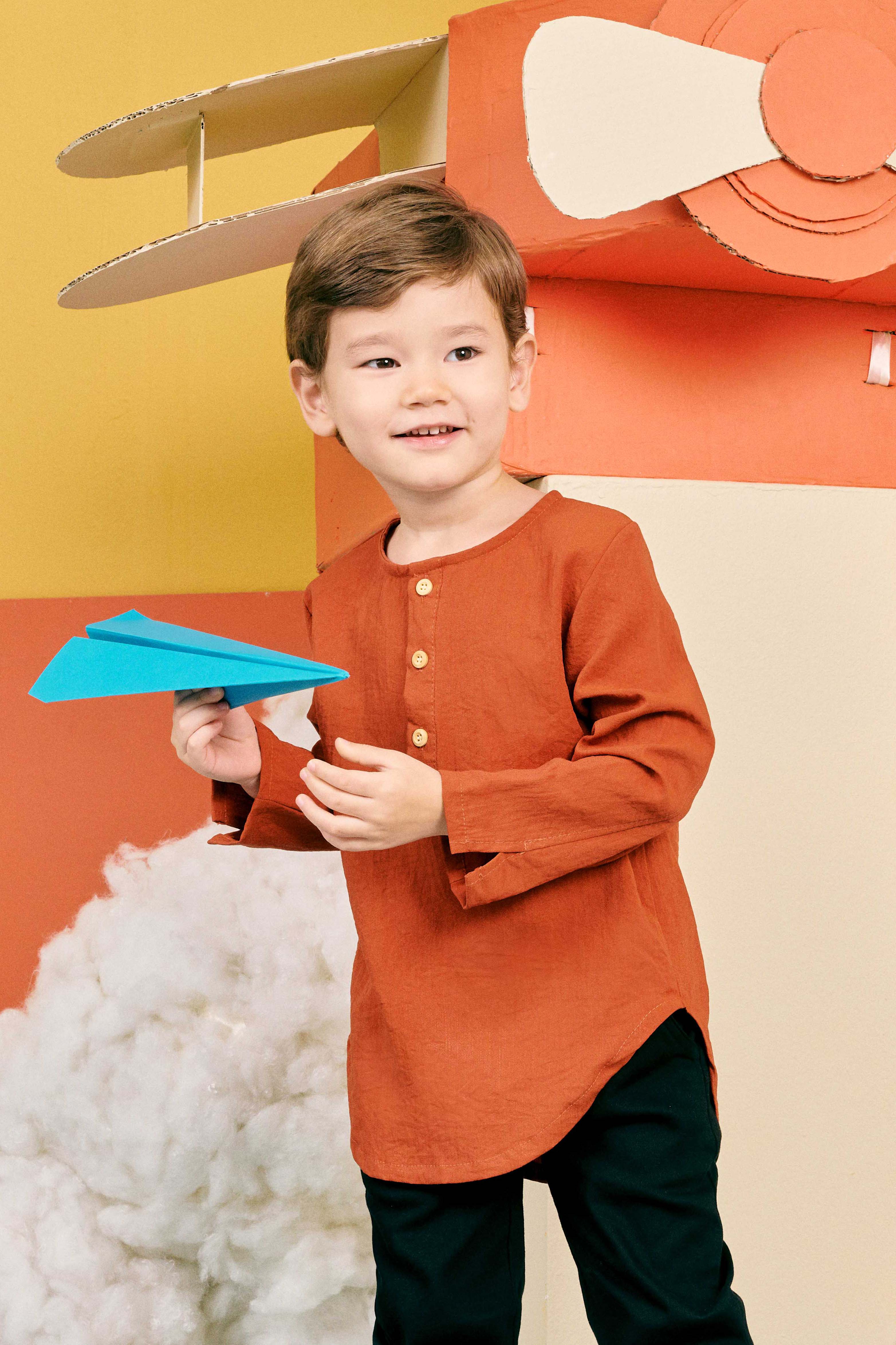 baju raya family sedondon kids boy basic kurta clay