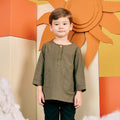   boy top kurta long sleeve button pair pockets eid kenduri raya event wear