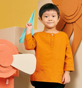 baju raya family sedondon kids kurta top orange