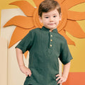 baju raya family sedondon kids modern short sleeve shirt emerald