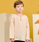 baju raya family sedondon kids boy teluk belanga kurta beige