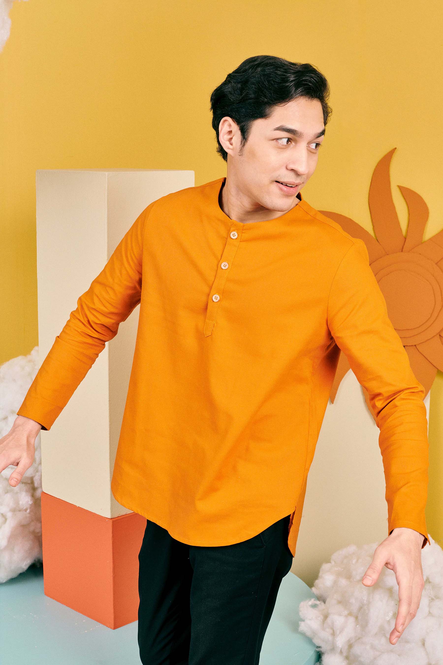 baju raya family sedondon adult men kurta orange