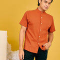 baju raya family sedondon adult men slim fit shirt clay