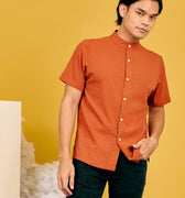 baju raya family sedondon adult men slim fit shirt clay